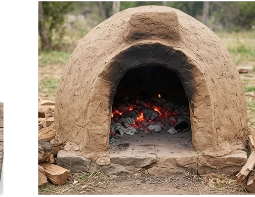 El horno de barro y el fuego: el centro de todo